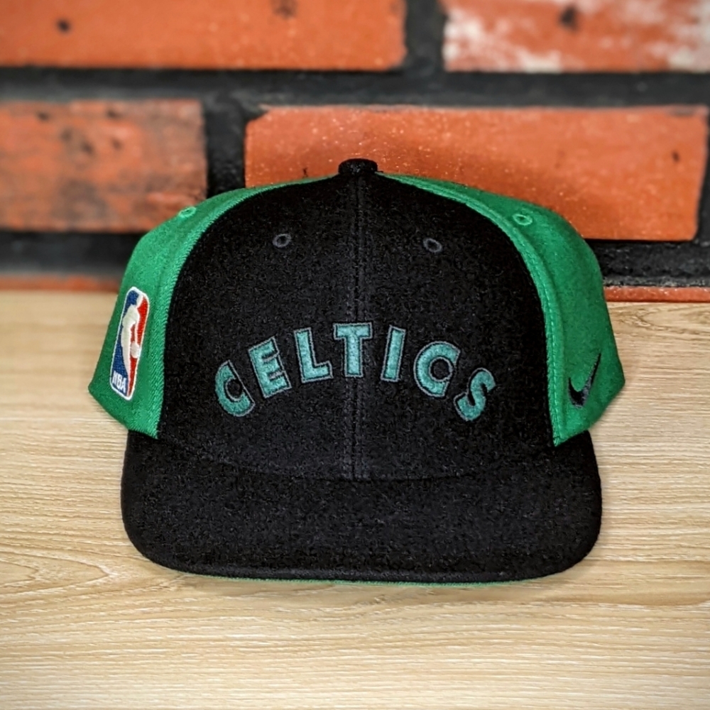 Vintage Nike Boston Celtics Hat Baseball Cap Flex Fitted L Large 7⅜ 7½ 7⅝ VTG Bk